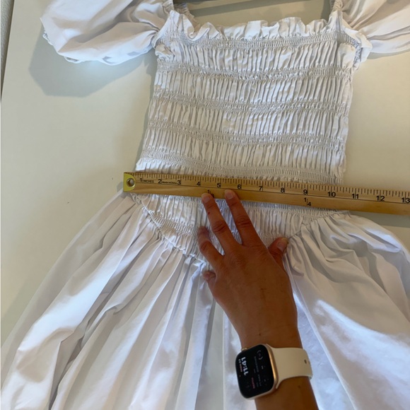 Sandy Liang Kleen White Smocked Puff
Sleeve Tie Front Mini Dress Sz 4 - Picture 13 of 16